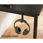 Casaottima 48 Inch Small Computer Desk For Home Office, Study Writing Table For Small Spaces, Simple Modern Desk With Headphone Hooks, Pure Black