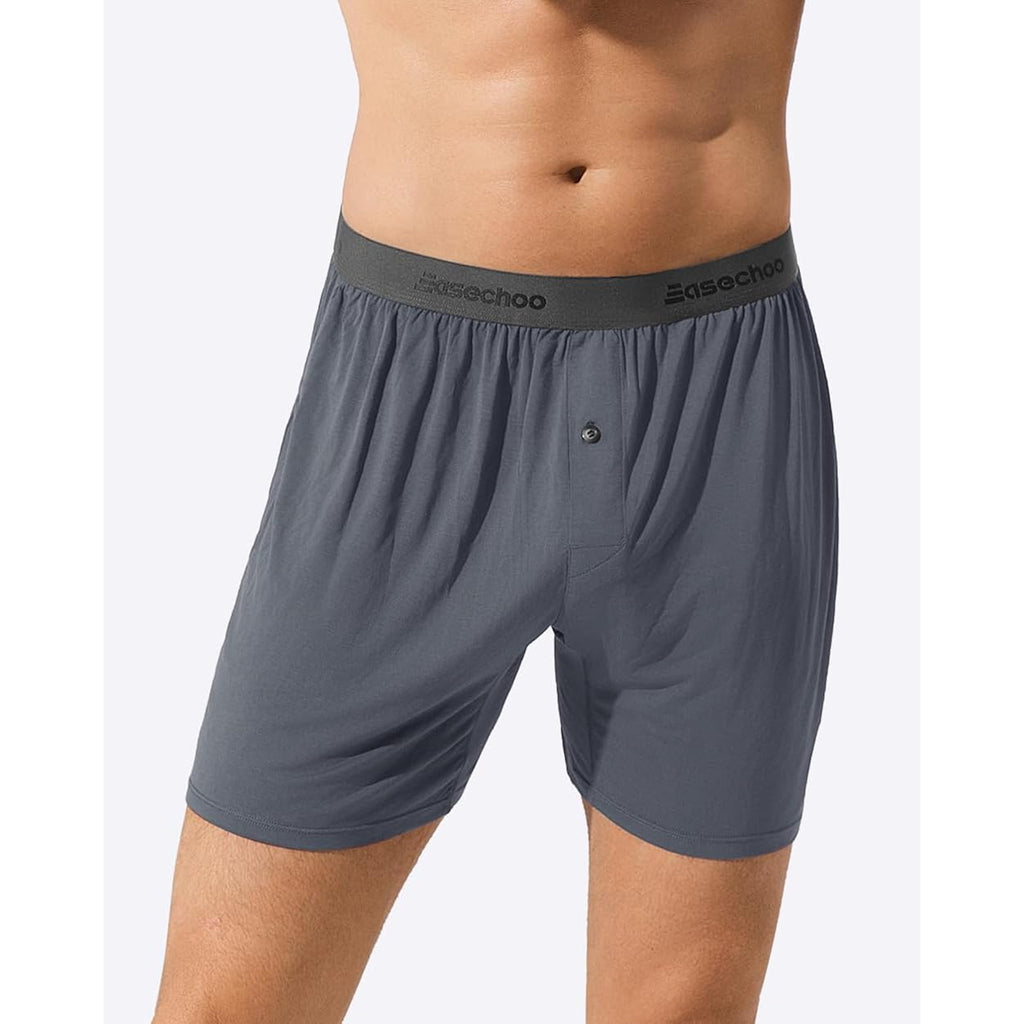 5 Pack Mens Underwear,Rayon Made From Bamboo Boxers For Men,Cooling Soft Boxer Shorts,No Reding Up Long Leg
