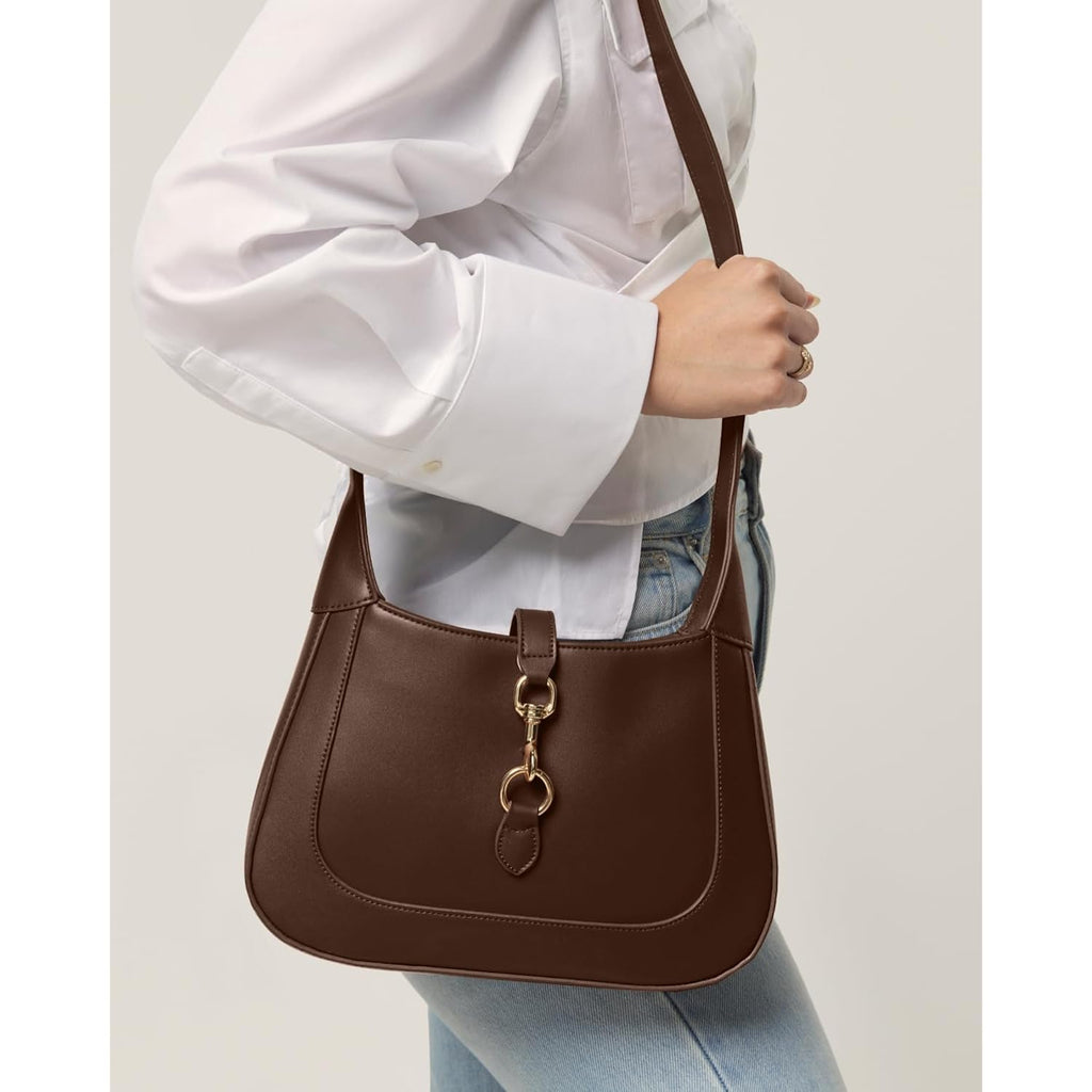 Shoulder Bag For Women - Small Shoulder Purses - Top Handle Structured Handbags - Adjustable Strap Vegan Leather