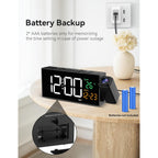 Projection Clock For Bedroom Ceiling, Alarm Clocks With 180° Rotatable Projector, Date Temperature And Weekday, Manual Dst, 5 Brightness, 10 Ringtones, 4 Volumes And Snooze (Black)
