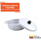 IMUSA 7.5 Quart Traditional Natural Made in Colombia Caldero with Lid for Cooking and Serving,Silver