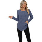 Women's Long Sleeve Fall Sweaters 2026 Lightweight Casual Crewneck Tunic Tops
