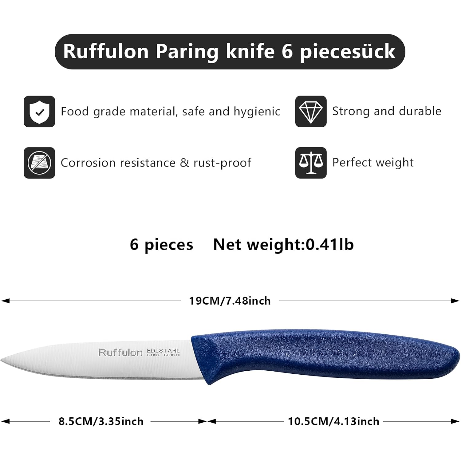 Paring Knife Fruit Knife Set (6 Pieces), Ultra Sharp Stainless Steel Vegetable And Fruit Knife With Pp Plastic Ergonomic Handle For Cutting Fruits And Vegetables.Multi.