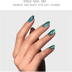 JMEOWIO Gel Nail Stickers Green Cat Eye Semi Cured Gel Nail Strips Wraps UV/LED Nails Art Design Decoration Accessories