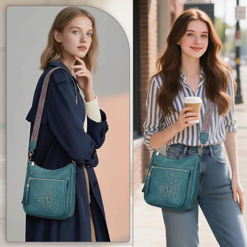 Medium Crossbody Bags For Women Trendy, Women'S Butterfly Shoulder Handbags With Tassel