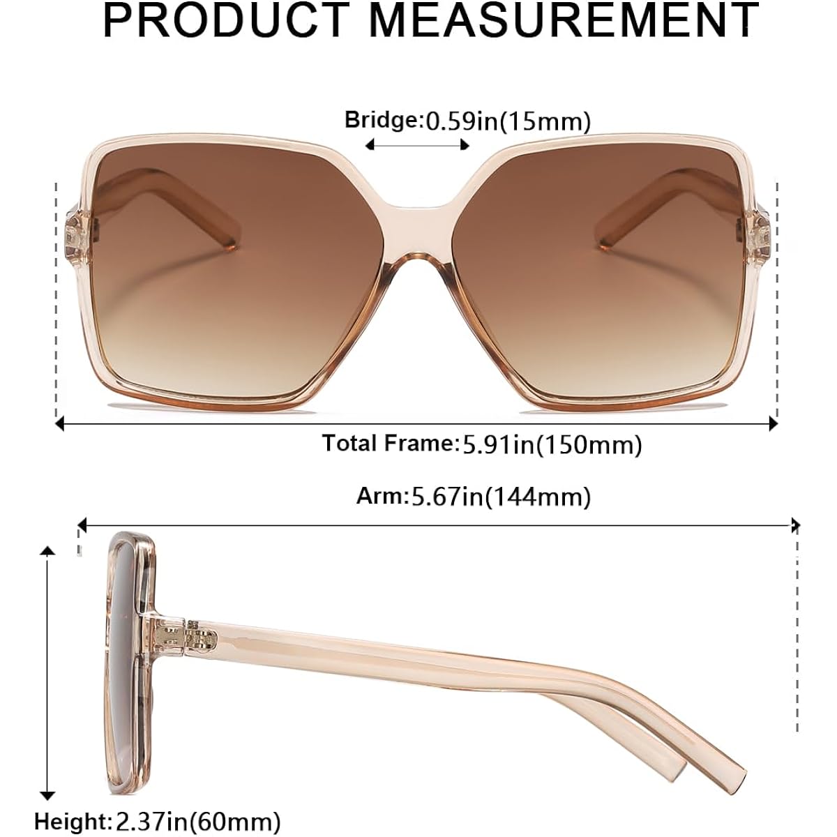 Women'S Chic Square Oversized Sunglasses Big Large Wide Fashion Shades For Women Men 100% Uv Protection