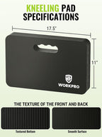 Workpro Extra Thick Kneeling Pad, 1 Pack, Black, 17.5 X 11 X 1.5 In | Soft Nbr Foam Cushioning For Knee, Large Foam Kneeler Mat, For Gardening, Bathing Baby, Exercise, Workout Supplies