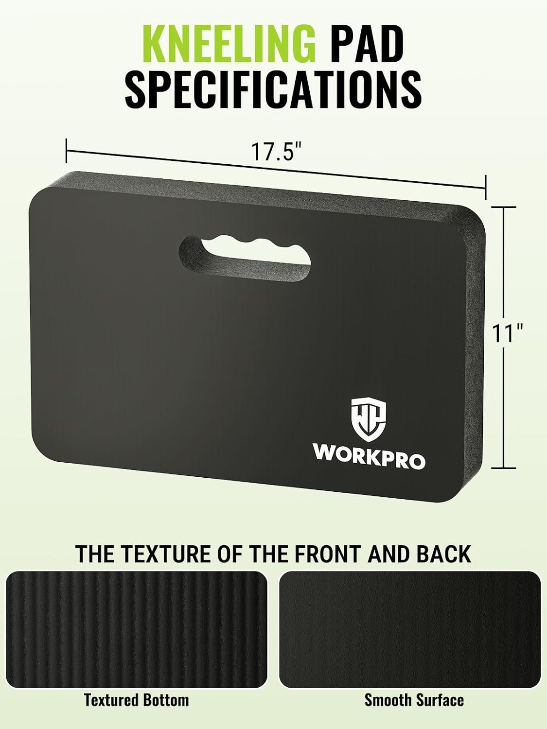 Workpro Extra Thick Kneeling Pad, 1 Pack, Black, 17.5 X 11 X 1.5 In | Soft Nbr Foam Cushioning For Knee, Large Foam Kneeler Mat, For Gardening, Bathing Baby, Exercise, Workout Supplies