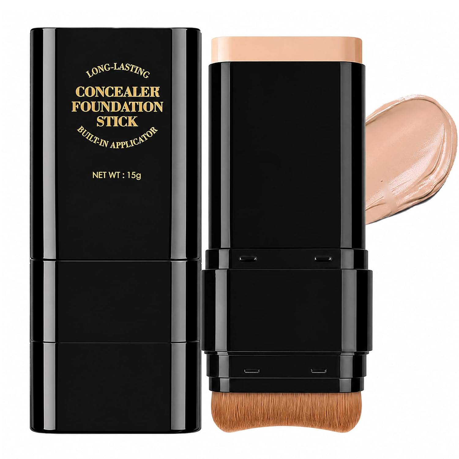 Foundation Stick,2 In 1 Dual-Ended Long-Lasting & Waterproof Concealer Korean Foundation Contour Sticks,Contouring Foundation With Brush,Full Coverage Matte Finish For Face Makeup(02Natural)