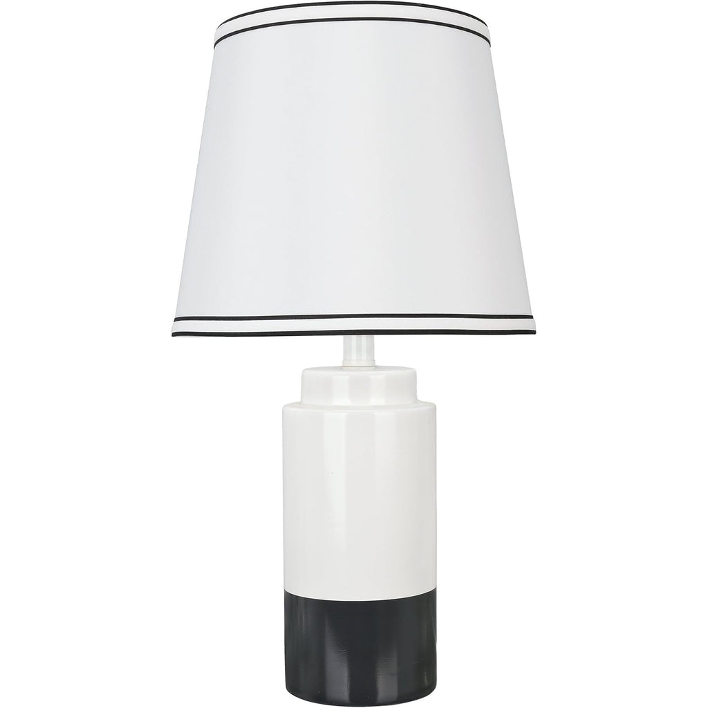 Aspen Creative 40114-32, Two Pack Set - 18 1/2" High Traditional Ceramic Table Lamp, Off White & Black And Empire Shaped Lamp Shade In Off White, 10" Wide