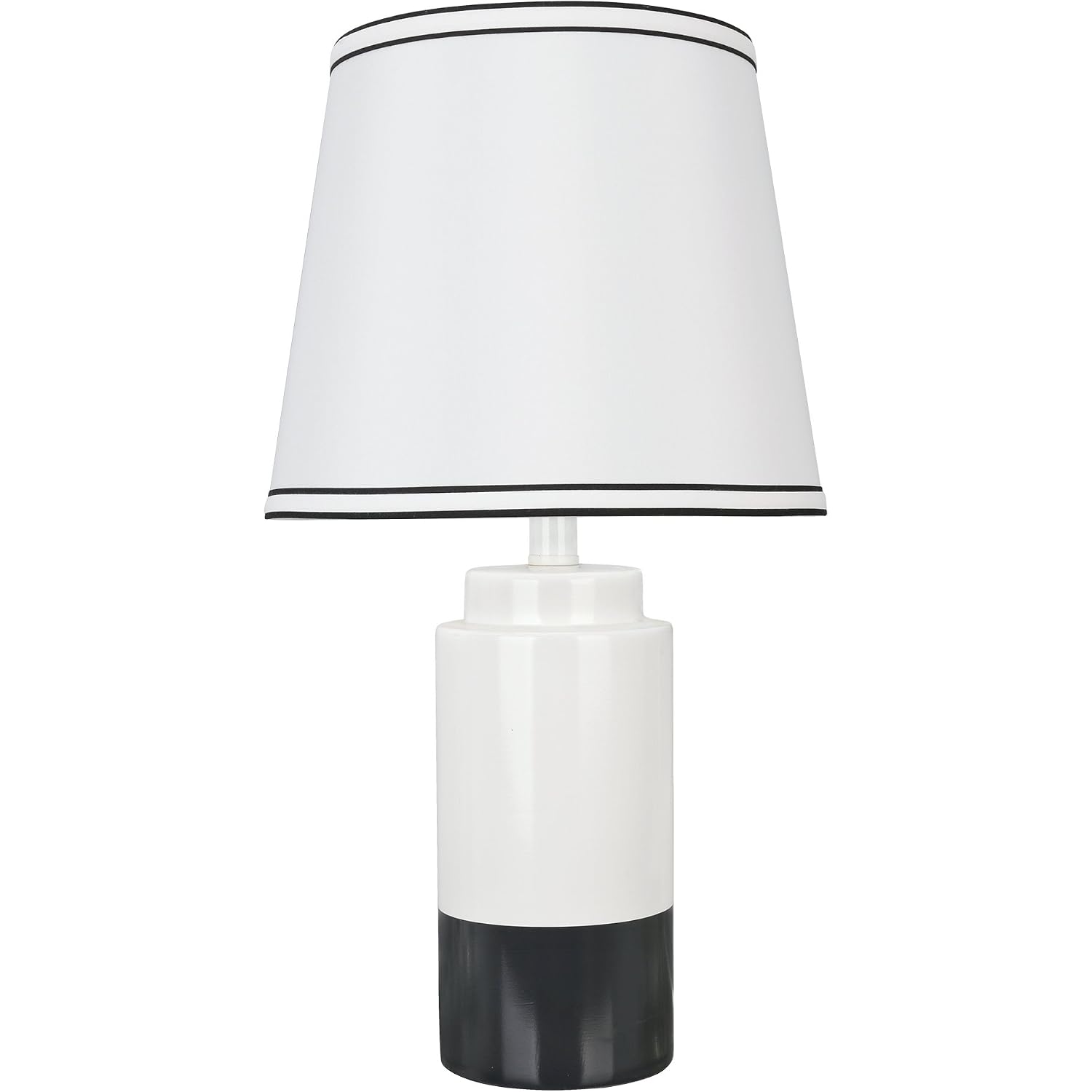 Aspen Creative 40114-32, Two Pack Set - 18 1/2" High Traditional Ceramic Table Lamp, Off White & Black And Empire Shaped Lamp Shade In Off White, 10" Wide