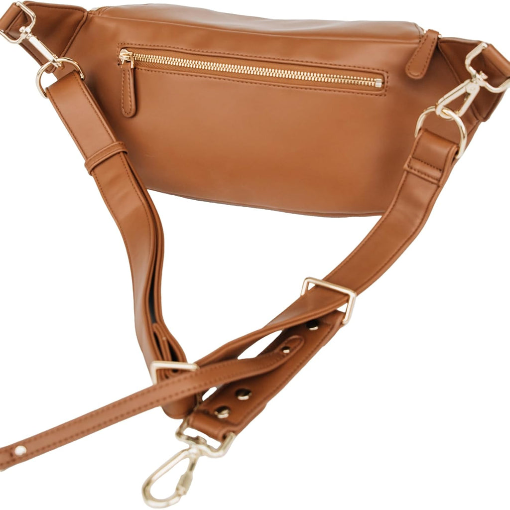 The Sidekick Camera Bag – Compact, Vegan Leather, Hands-Free Crossbody with Protective Suede Interior, Brown