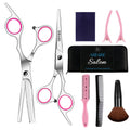 9 Pcs Hair Cutting Scissors Thinning Shears Kit, Professional Haircut Scissors Set, Barber Hairdressing Texturizing Shears Tools For Salon Home Men Women Kids Adults Pet
