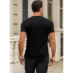 Jmierr Mens Short Sleeve T Shirt Summer Muscle Slim Fitted Crewneck Longline Tees Shirts For Gym Workout