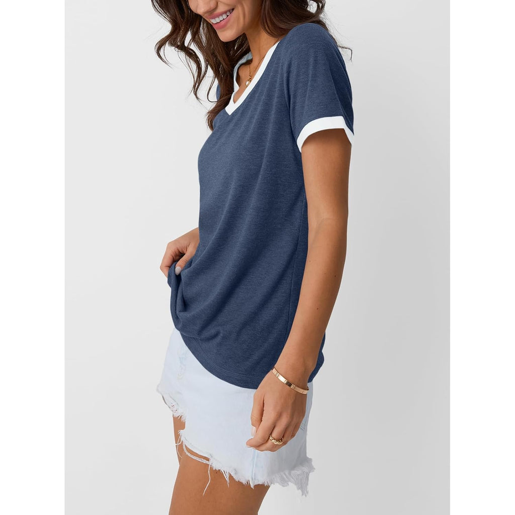 Womens Short Sleeve T-Shirts Summer Tops Casual Soft Tunic V Neck Basic Workout Clothes Spring Fashion Outfits 2026