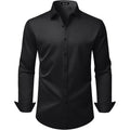 Mens Wrinkle Free Dress Shirts Regular Fit Business Button Down Shirt Formal Long Sleeve Wedding Stretch Shirts