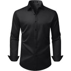 Mens Wrinkle Free Dress Shirts Regular Fit Business Button Down Shirt Formal Long Sleeve Wedding Stretch Shirts