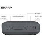 Sharp Digital Alarm Clock – Tactile Plastic Case With Soft Rubberized Finish - Battery Operated – Blue Backlight On Demand – Ascending Alarm – Easy To Use – Charcoal Black