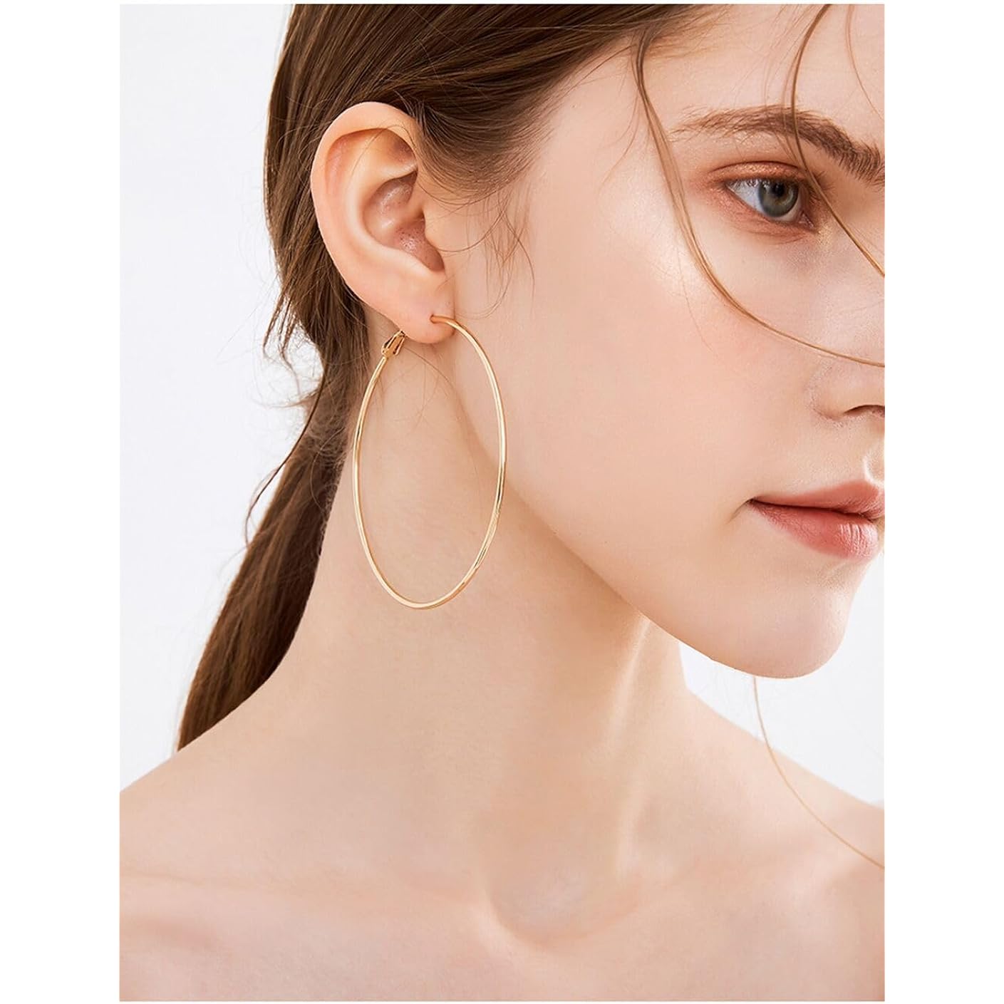 Cocadant Big Gold Hoop Earrings for Women Girls,Dainty 14k Gold Hypoallergenic Rose Gold Silver Hoop Earrings with 925 Sterling Silver Post,Stainless Steel Large Hoop Earrings