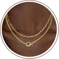 CHESKY Layered Necklaces for Women, 14K Gold Plated Chain Necklace Women Trendy Cuban Link Paperclip Chain Toggle Clasp Necklace Fashion Chunky Jewelry for Women