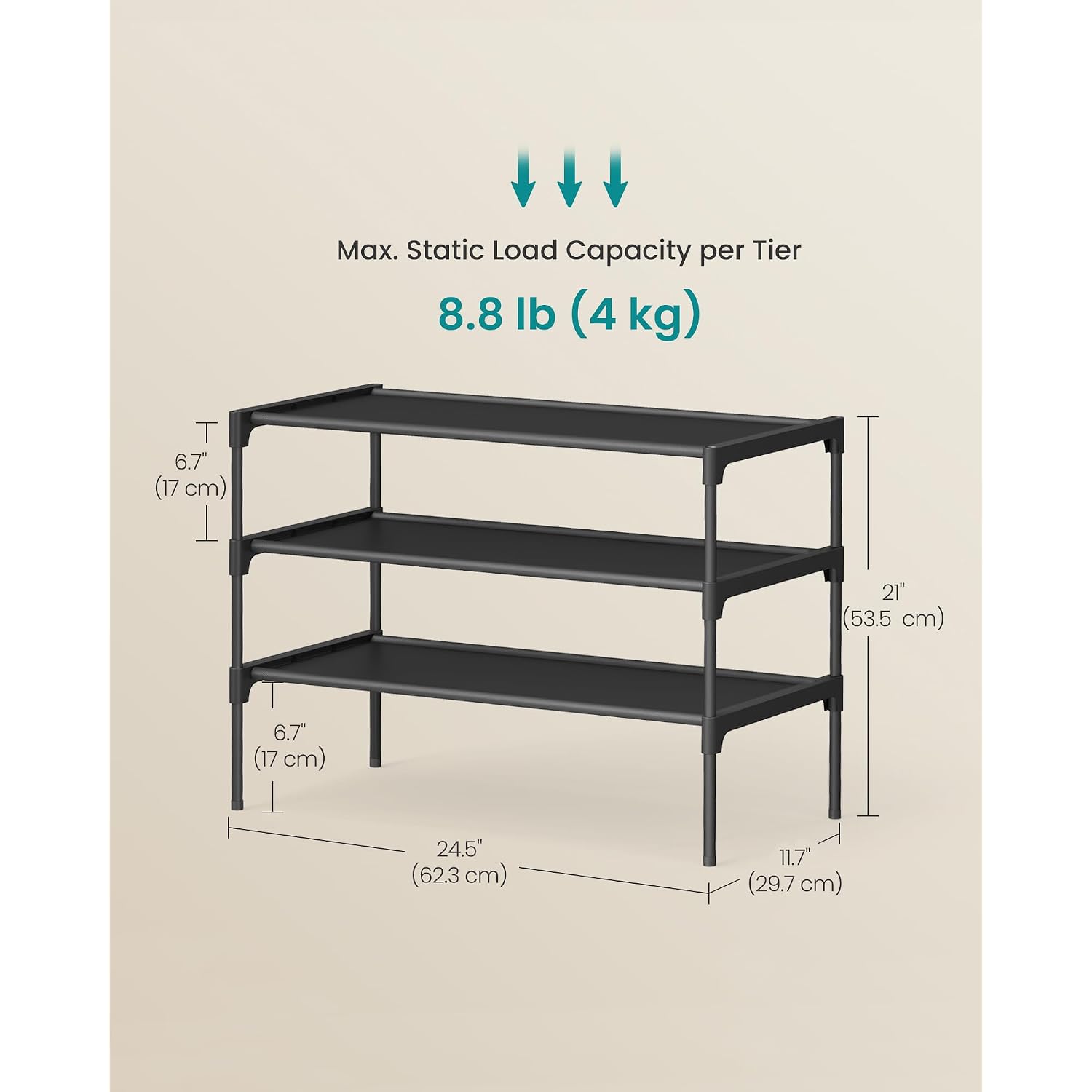 Songmics Shoe Rack, Space-Saving, Entryway, Metal Frame | Space-Saving Shoe Storage Organizer, Non-Woven Fabric Shelves, Ulsh023Bh01