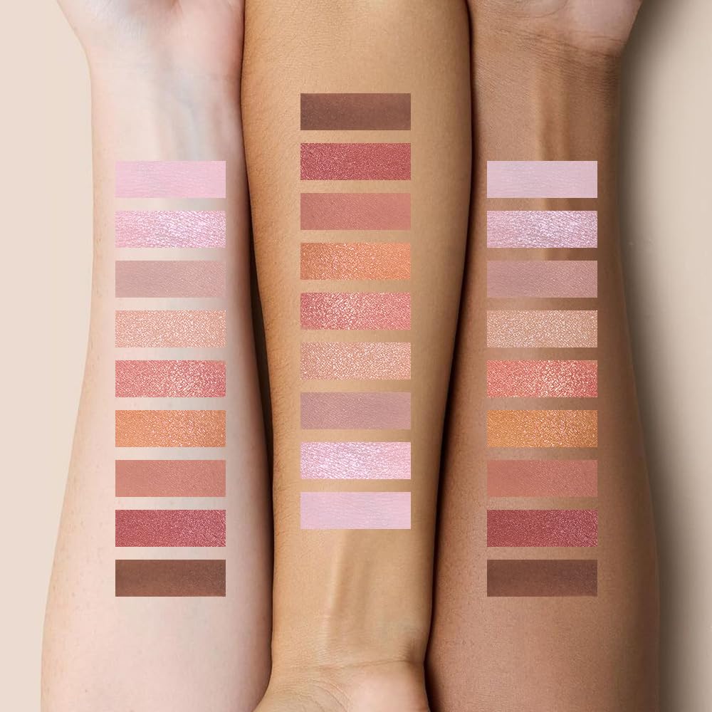 Evpct 9 Colors Nude Pink Rose Gold Smokey Glitter Eyeshadow Palette, Matte Metallic Shimmer Eye Shadow Palette Makeup For Women, Highly Pigmented Waterproof Long Wear Eyeshadow De Sombras De Ojos
