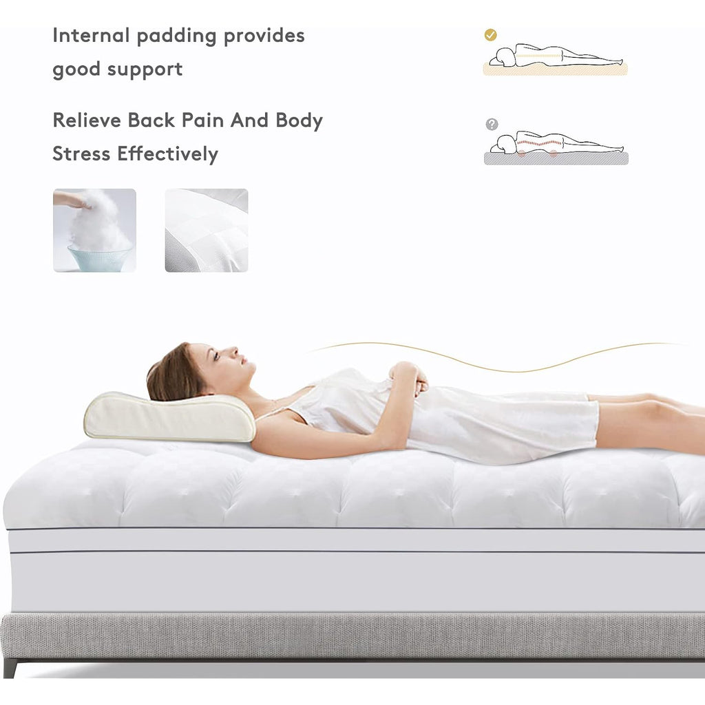 Mattress Topper Queen,Extra Thick Mattress Pad Cover For Back Pain,Cooling Mattress Protector With 8-21 Inch Deep Pocket,Overfilled Down Alternative Filling