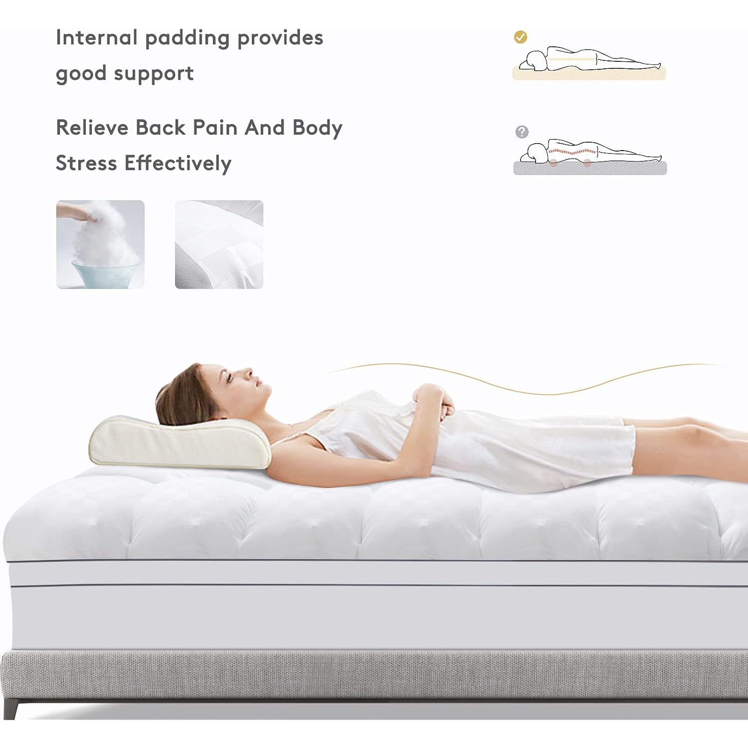 Mattress Topper Queen,Extra Thick Mattress Pad Cover For Back Pain,Cooling Mattress Protector With 8-21 Inch Deep Pocket,Overfilled Down Alternative Filling