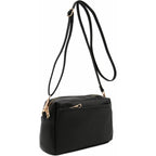 FashionPuzzle Triple Zip Small Crossbody Bag