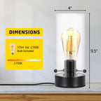 Table Lamp For Bedroom, Modern Glass Lamp Bedside Table Lamps For Night Stands With 2700K 6W Glass Bulb,Small Night Light Lamps For Living Room Kids Office Desk Decor Black