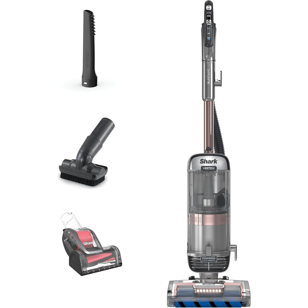 Shark Az2002 Vertex Powered Lift-Away Upright Vacuum With Duoclean Powerfins, Self-Cleaning Brushroll, Large Dust Cup, Pet Crevice Tool, Dusting Brush & Power Brush, Silver/Rose Gold