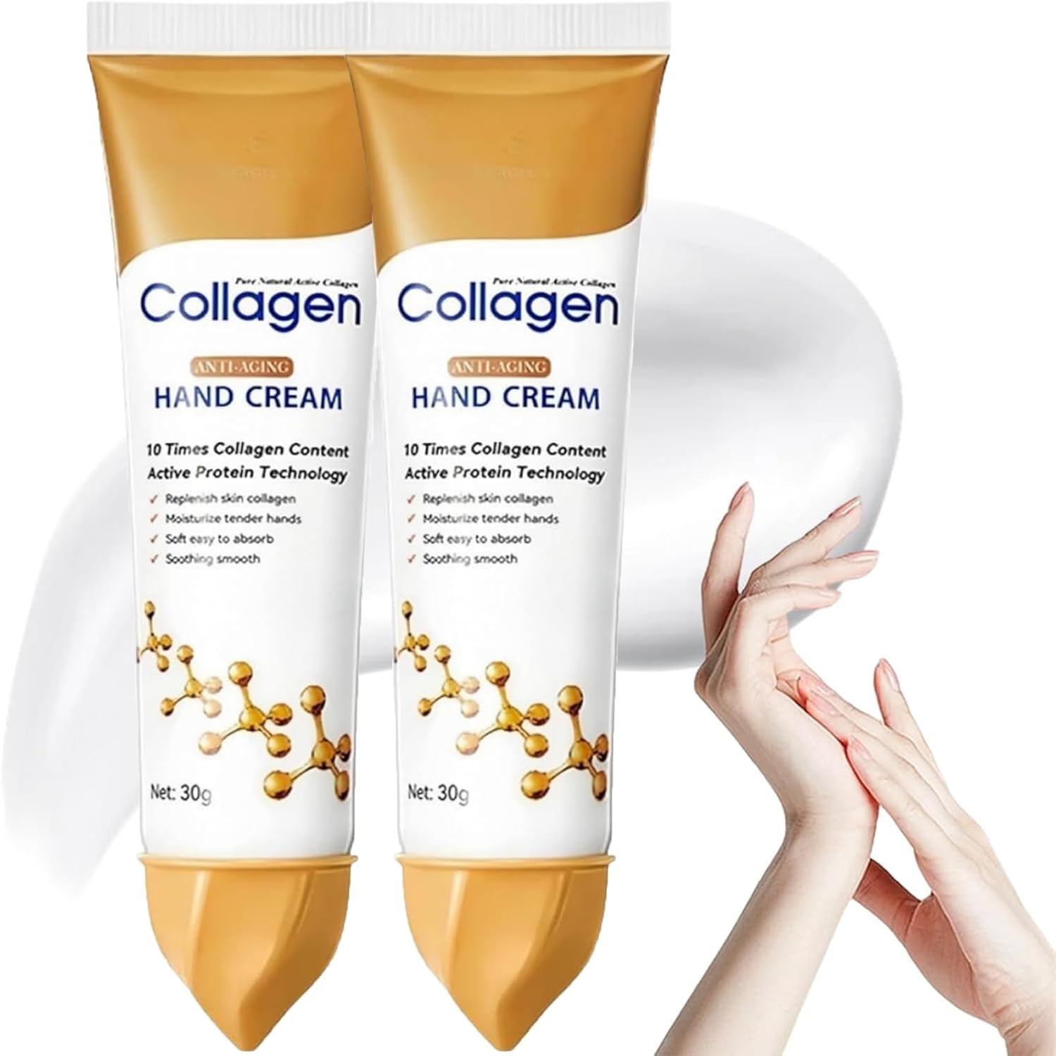 Anti-Aging Collagen Hand Cream for Women ＆ Men, Working Hand Cream for Dry Cracked Hands, Fast Repair Lotion Travel Size for All Skin Types, Crema Para Manos Resecas, 2PCS