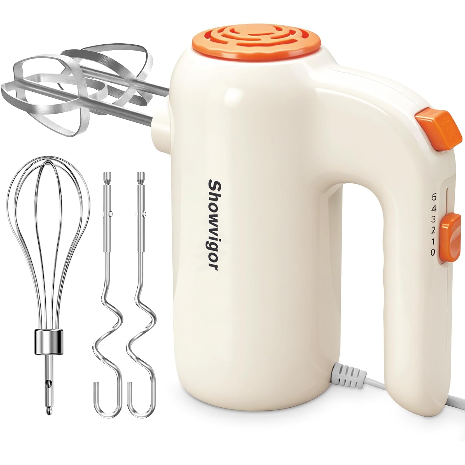 Hand Mixer, 5-Speed Electric Whisk With Turbo Boost Includes 5 Stainless Steel Attachments - Great Stand Mixer Alternative For Baking Cakes, Bread & More