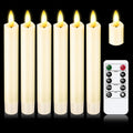 Upgraded Real Wax Short Led Flameless Taper Candles With Remote, 6 Pcs Ivory Candlesticks Battery Operated 3D Flickering - 6" Realistic Fake Candle Sticks For Home/Wedding/Fireplace Xmas Decor