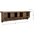 Pomona Solid Wood Entryway Coat Rack With Cubbies, Rustic Brown, 48 Inch | Wall-Mounted Coat Rack With 6 Double Hooks And 4 Open Cubbies, Rustic Farmhouse Mudroom Storage By Alaterre Furniture