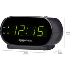 Amazon Basics Small Digital Oval Alarm Clock With Led Display, Nightlight, Snooze Function & Battery Backup, Black, 4.5 X 3.5 X 2.4 Inches