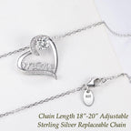Dorella Mothers Day Birthday Gifts for Women 925 Sterling Silver May June July Birthstones Necklace Emerald Ruby Pearl Sapphire and More Stones Jewelry for Her Love Heart Pendant Necklace