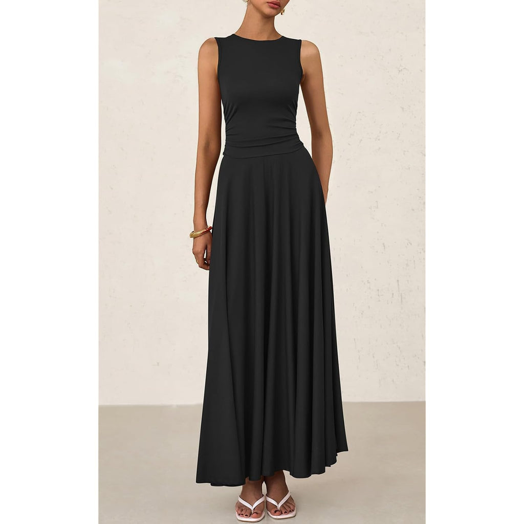 Prettygarden Womens Summer Dresses 2026 Casual Sleeveless Crewneck Aline Maxi Dress Stretch Tank Flowy Long Dresses