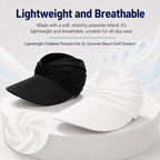2 Pack Sun Visor Hats For Women, Wide Brim Visor Hat Upf 50+ Uv Protection Lightweight Foldable Elastic Ponytail Cap For Summer Beach, Golf, Sports (Black + White)