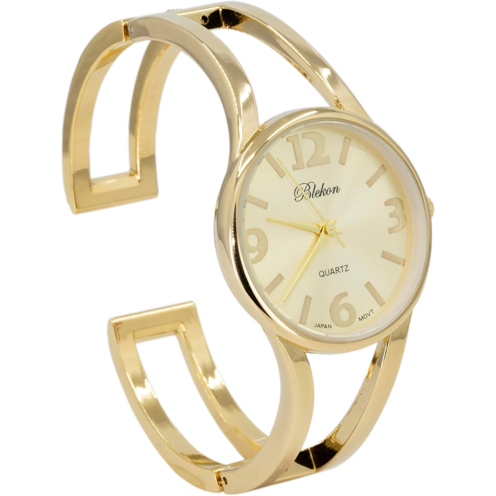 Collections Women's Elegant Analog Quartz Watch - 33mm Case, Casual Metal Cuff Bangle Design, Adjustable Fit for 7-8 Inch Wrist Size