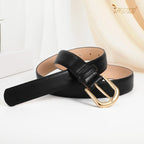JASGOOD Leather Belt Women Belts for Jean Pants with Gold Buckle Fashion Ladies Waist Belt