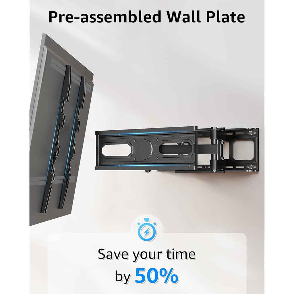 EconoMe TV Wall Mount for Most 32-65 inch Flat Screen/LED/4K TVs, TV Mount with Swivel and Tilt Articulating Dual Arms, Full Motion Wall Mount up to 16” Stud, Max VESA 400X400mm, up to 99lbs