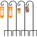 32 Inch Shepherd Hooks For Outdoor 4 Pack, Adjustable Garden Hooks For Hanging Plants, Lanterns, Solar Lights, Mason Jars & Wedding Decor, Matte Black Decorative Shepherd’S Hooks