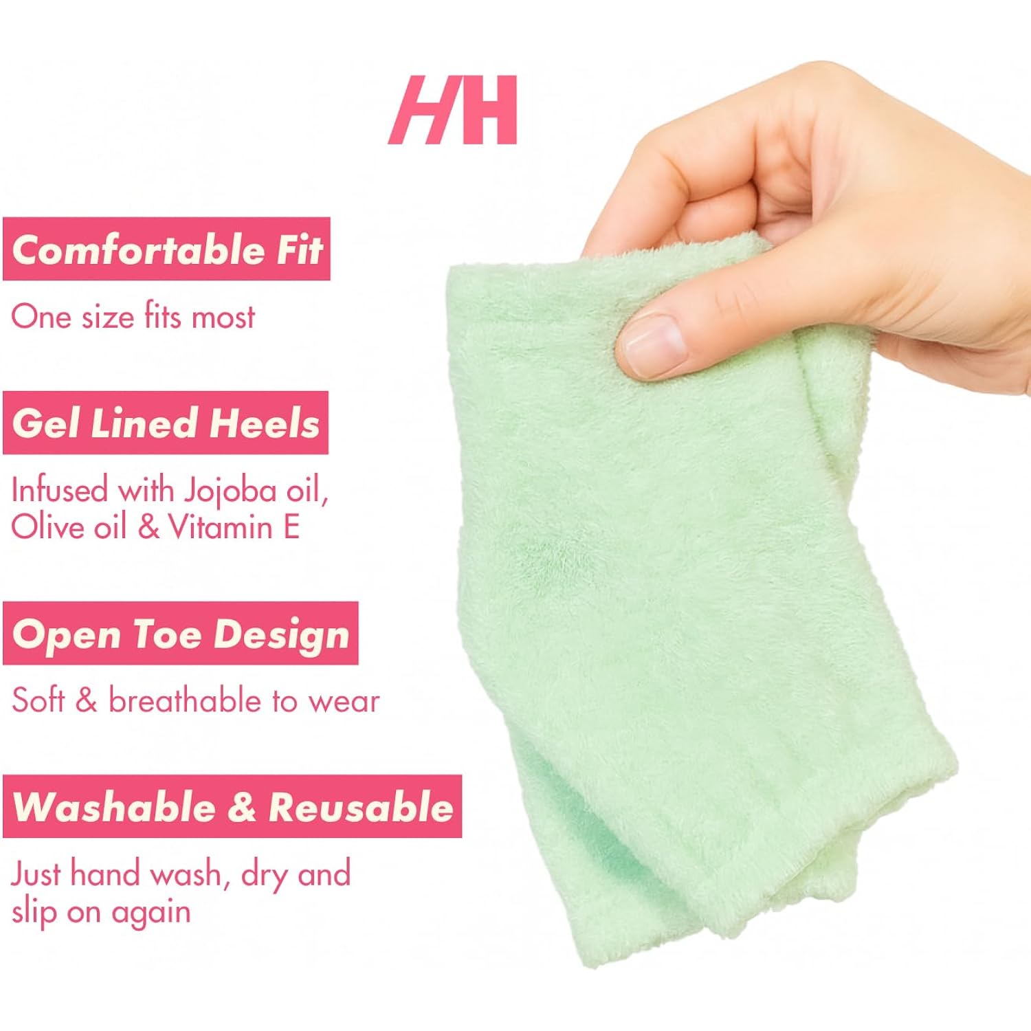 Handmade Heroes Foot Mask for Cracked Heel Treatment Gel Mask for Dry Cracked Feet Women with Jojoba & Vitamin E Intensive Overnight Heel Repair Moisturizing Overnight 2pc