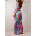 Summer Floral Dress Sexy Strap Shoulder Pleated Maxi Dresses A Line Wedding Guest Dresses For Women