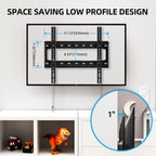 Home Vision Tv Wall Mount Fixed For Most 26-65 Inch Flat/Curved Tvs | Max Vesa 400X400Mm Up To 99Lbs Fits 16 Inch Wood Studs, Universal Low Profile Wall Mount Tv Bracket, Space Saving Hv8401