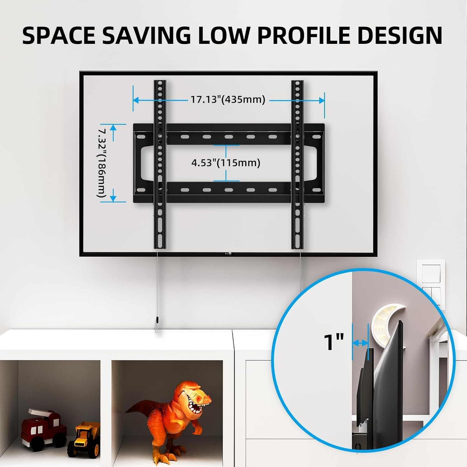 Home Vision Tv Wall Mount Fixed For Most 26-65 Inch Flat/Curved Tvs | Max Vesa 400X400Mm Up To 99Lbs Fits 16 Inch Wood Studs, Universal Low Profile Wall Mount Tv Bracket, Space Saving Hv8401