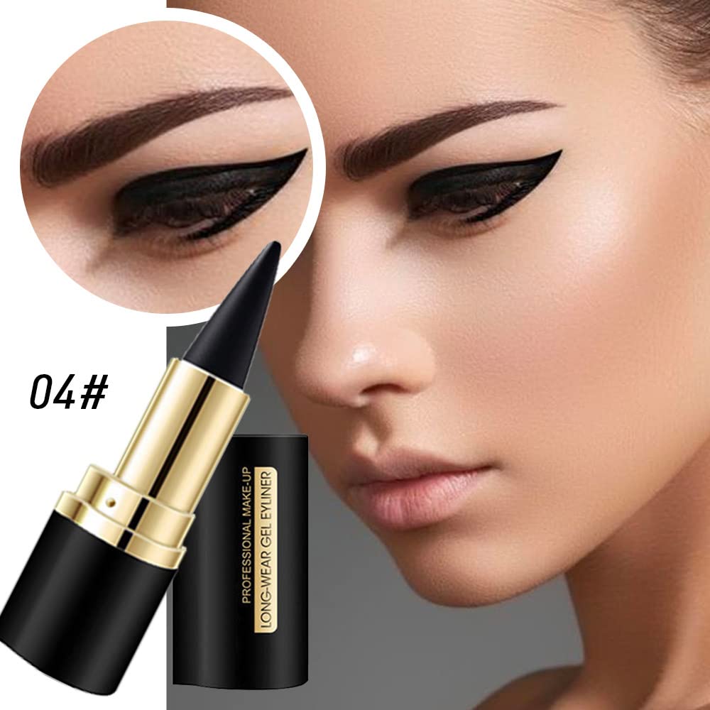 Kaely 2Pcs Gel Eyeliner Pencil, Natural Black Eyeliner Cream, Liquid Eye Liner Pencils For Older Women Waterproof, Smoky Eyeshadow Palette Goth Halloween Makeup Kit, Delineador De Ojos Contra El Agua