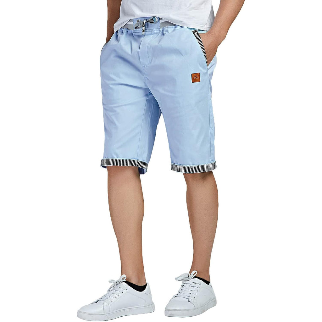 Justsun Mens Shorts Casual Classic Fit Cotton Summer Beach Shorts With Elastic Waist And Pockets