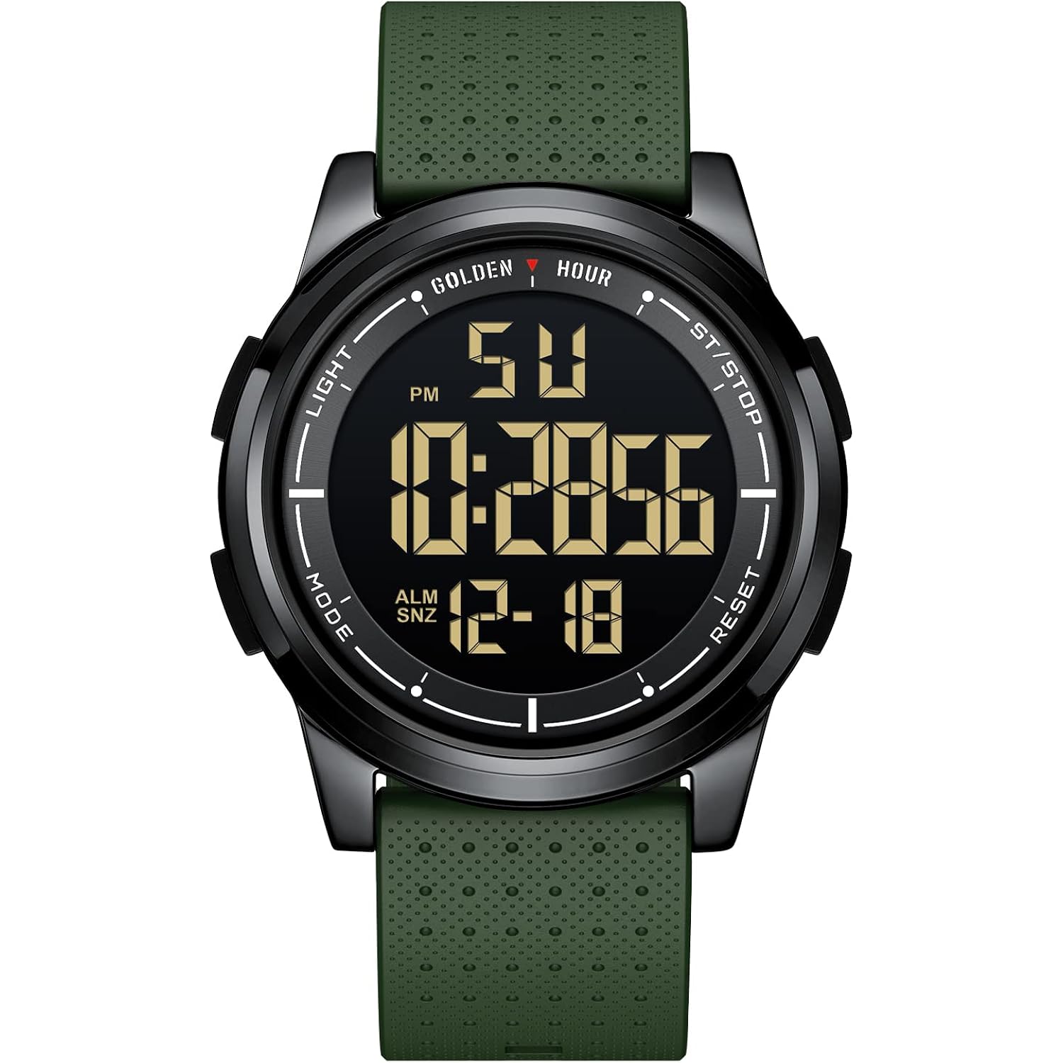 GOLDEN HOUR Ultra-Thin Minimalist Sports Waterproof Digital Watches Men with Wide-Angle Display Rubber Strap Wrist Watch for Men Women